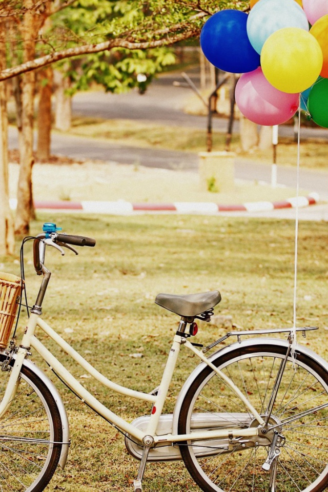 Bелосипед с корзиной и шарами