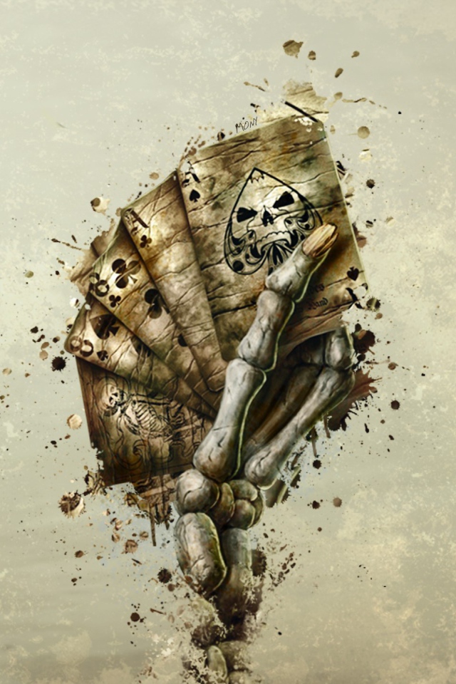 В руке скелета покер