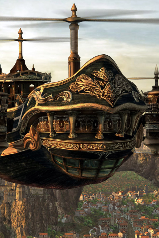 Летающий корабль стимпанк