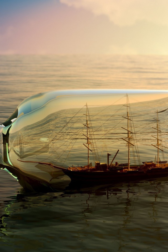 Корабль плывет в бутылке