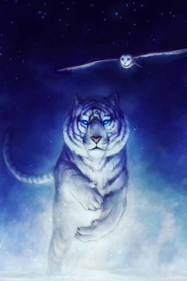 Картина с белым тигром
