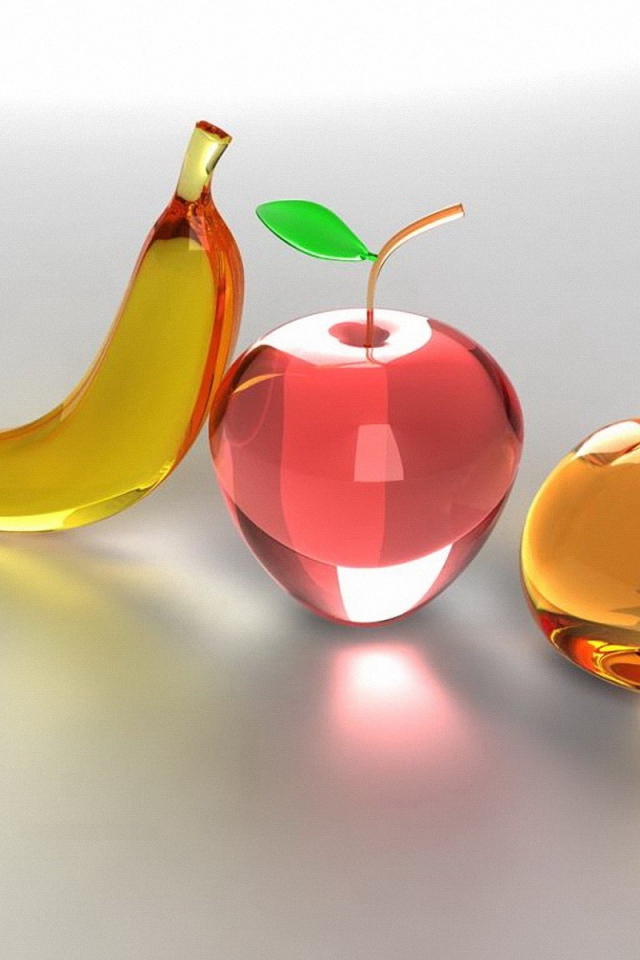 Стеклянные фрукты и банан