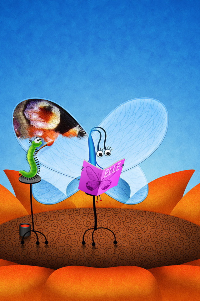 Гусеница раскрашивает бабочку