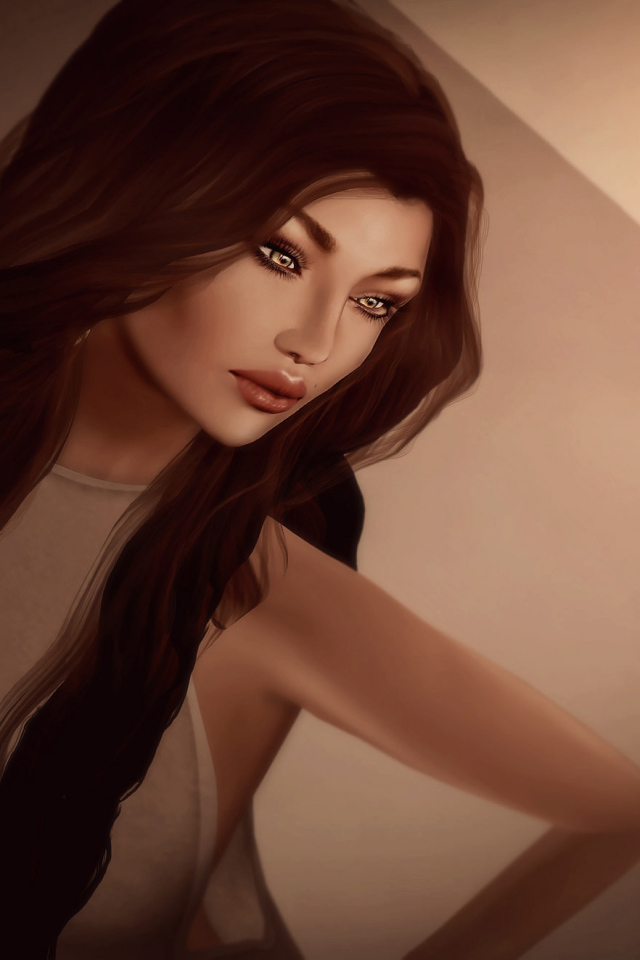 Темные волосы у девушки