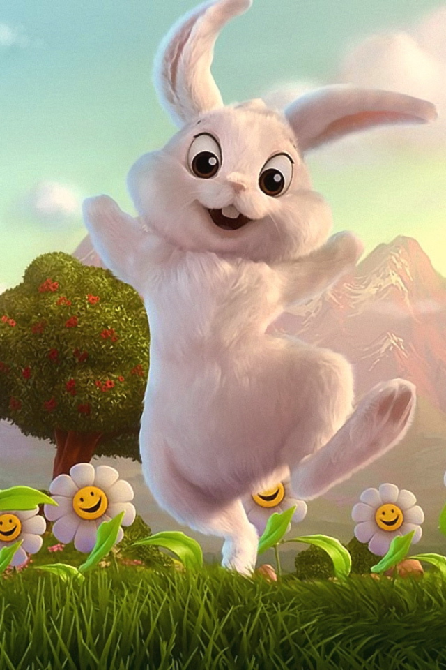 Веселый розовый заяц