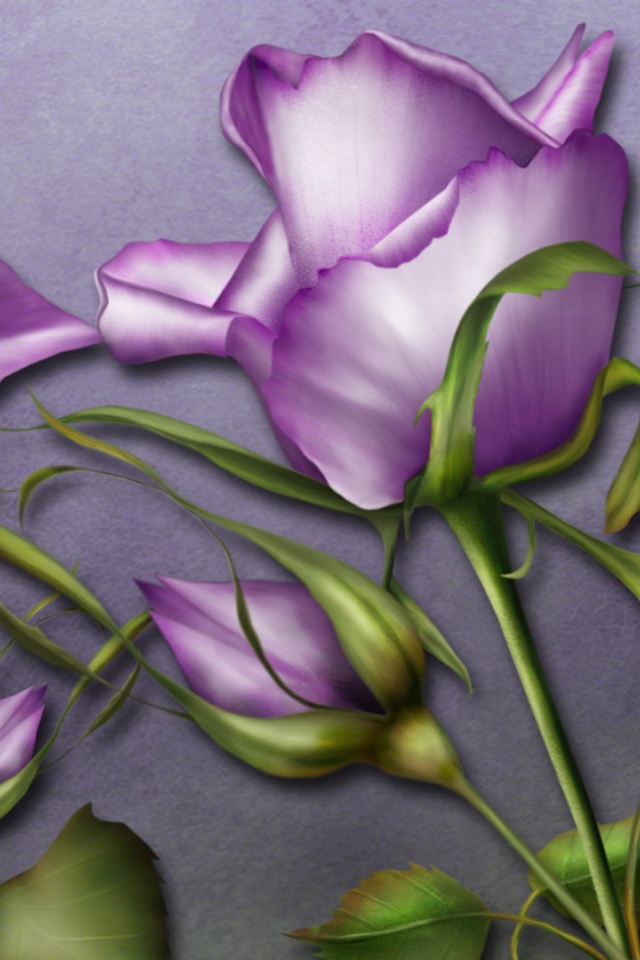 Фиолетовые розы и бабочка