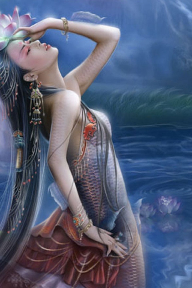 Девушка с лилией на голове