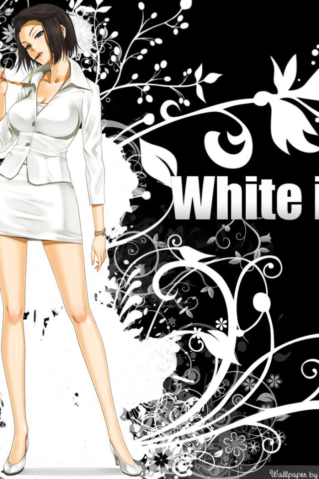 	   Girl in white on black background