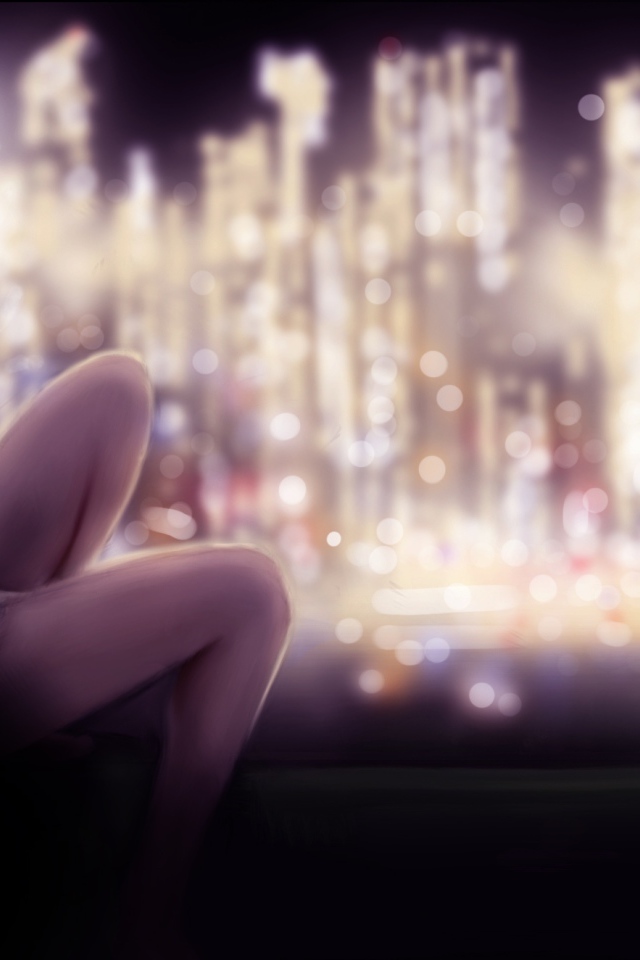 Девушка у ночного окна