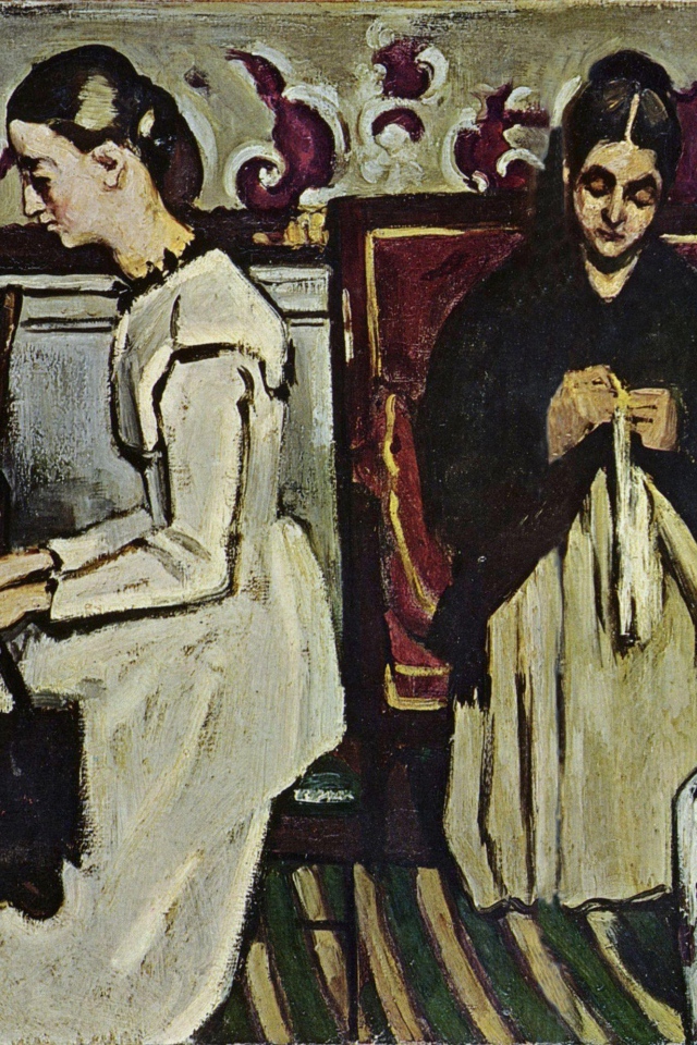 Картина Сезанна - Мать и дочь