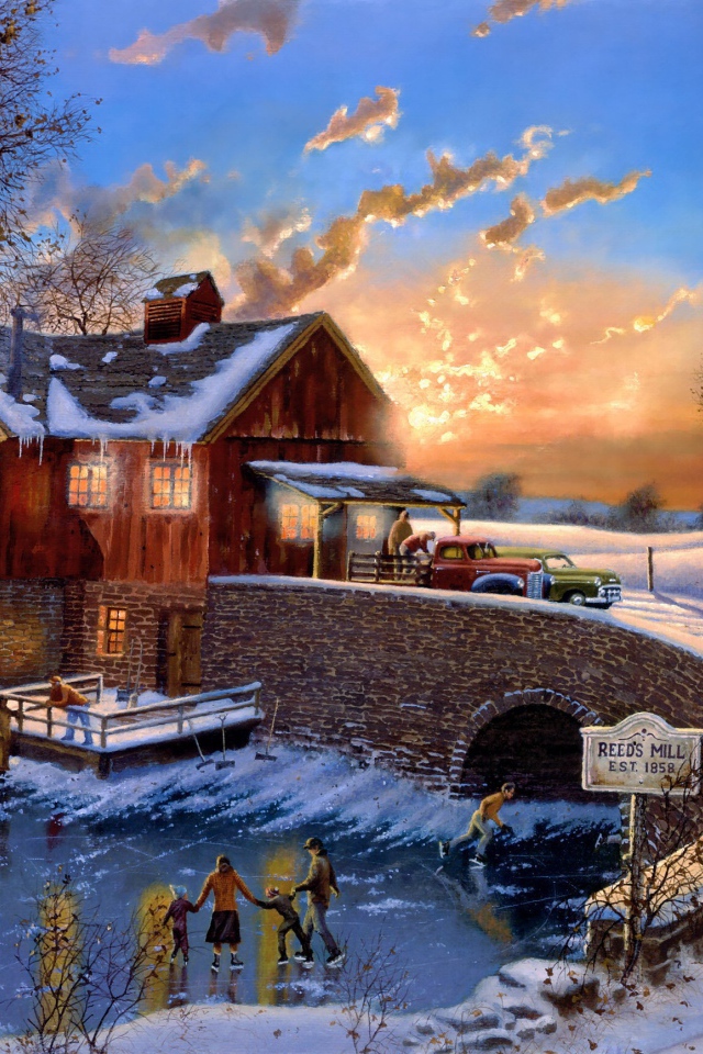 Каток около мельницы