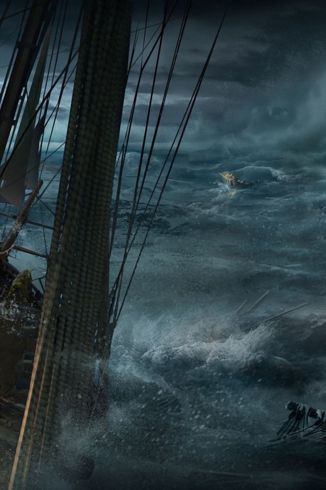 Корабль в бушующем море
