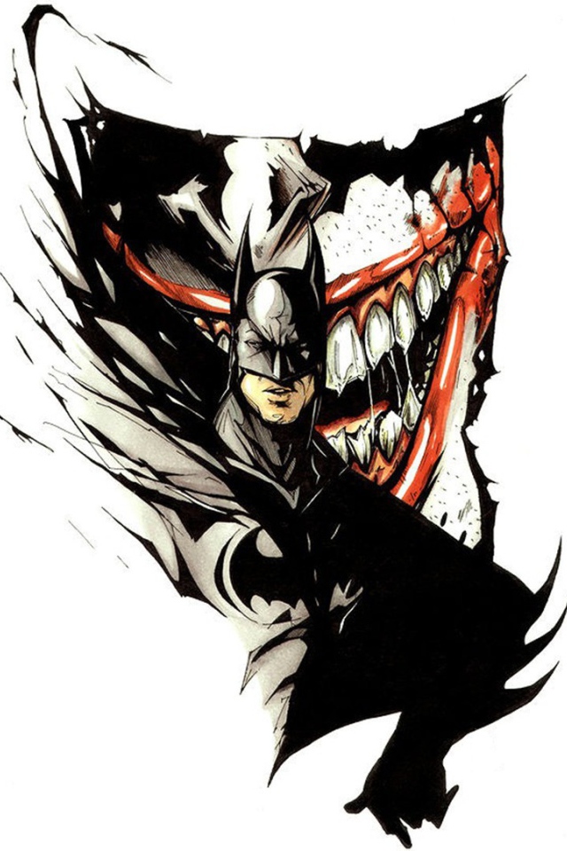 Бетмен на фоне Джокера