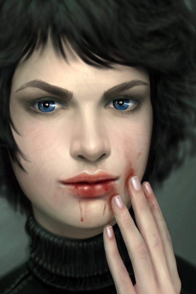 Кровавые руки девушки вампира