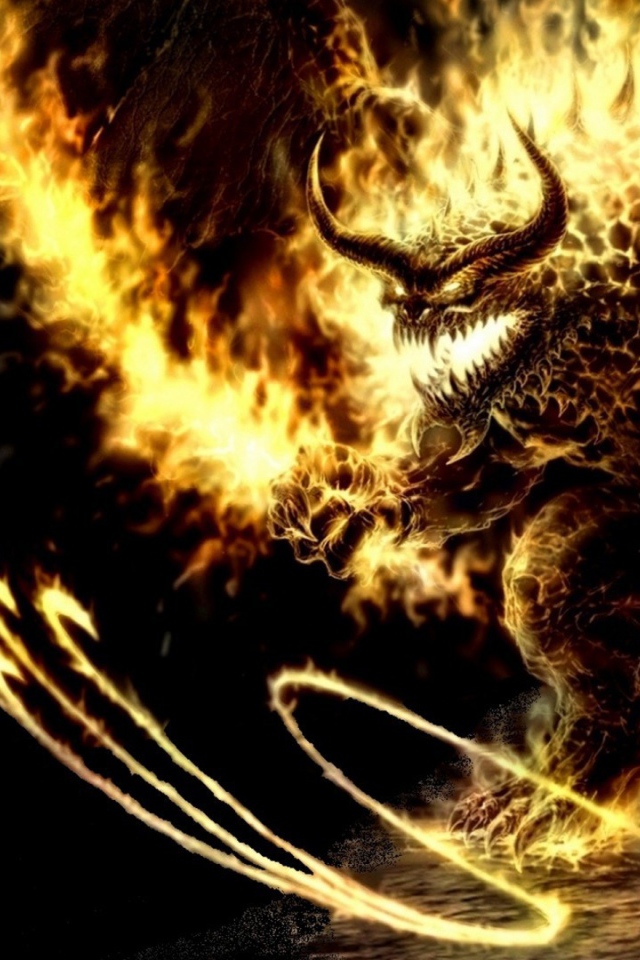 Огненный монстр с плеткой