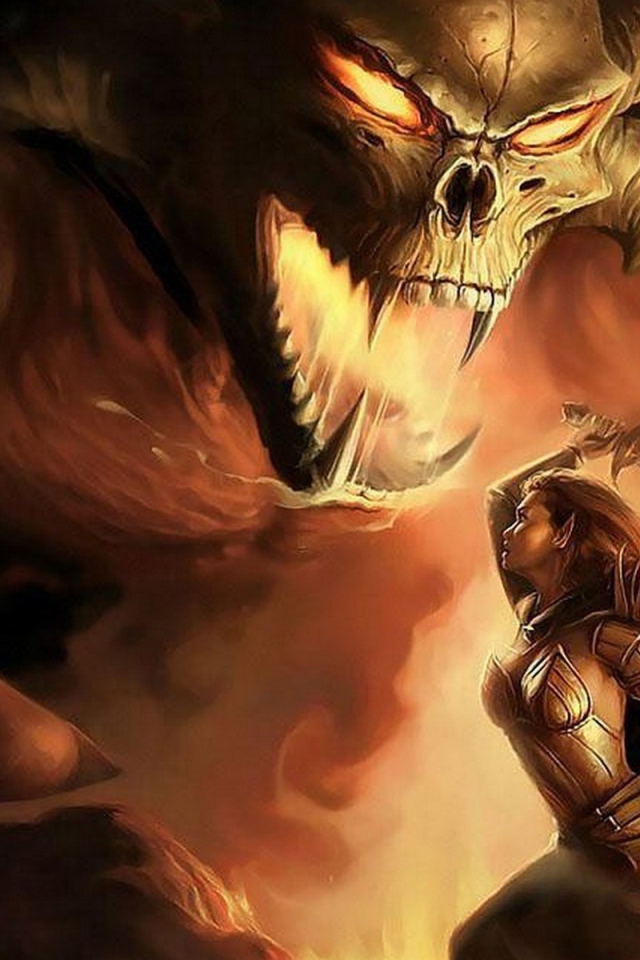 Девушка воин против монстра