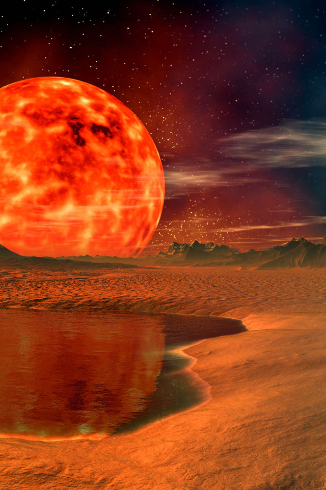 Большое солнце на горизонте