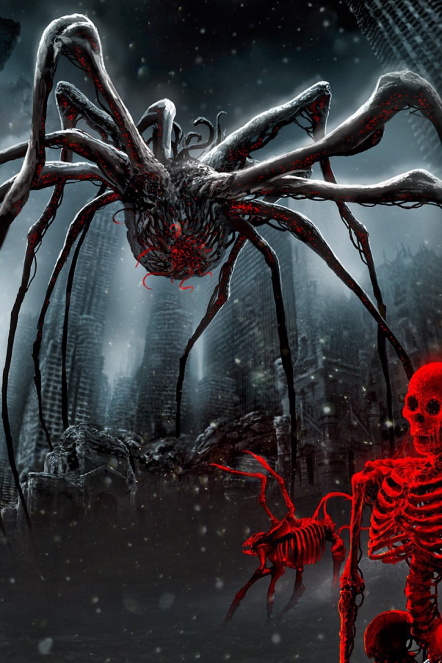 Паук и красные скелеты