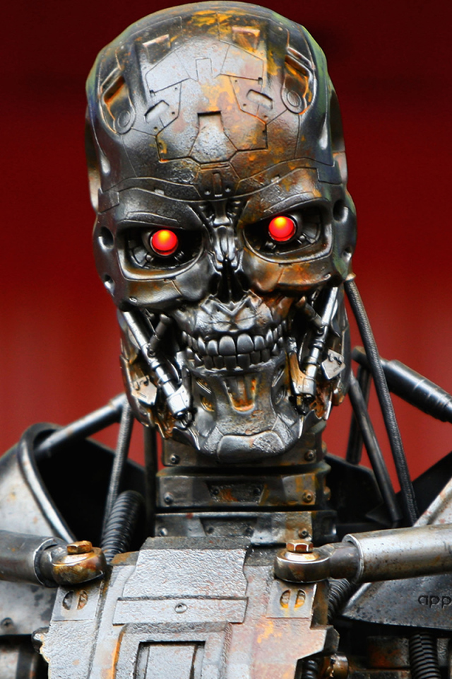 Терминатор на красном фоне