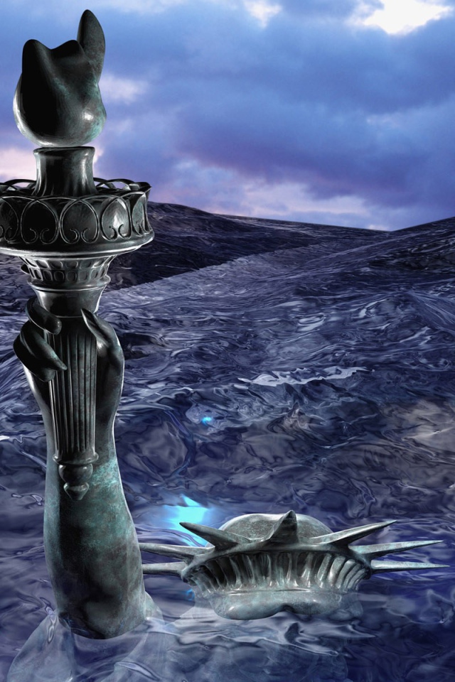 Статуя свободы под водой