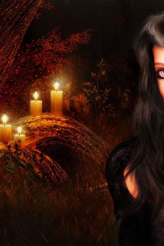 Девушка вампир в лесу