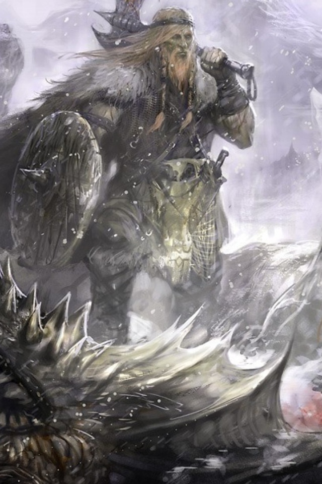 Викинг на поверженном драконе