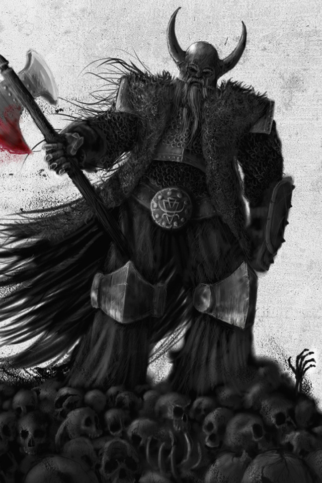 Викинг на черепах врагов