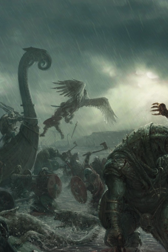 Сражение викингов с монстрами