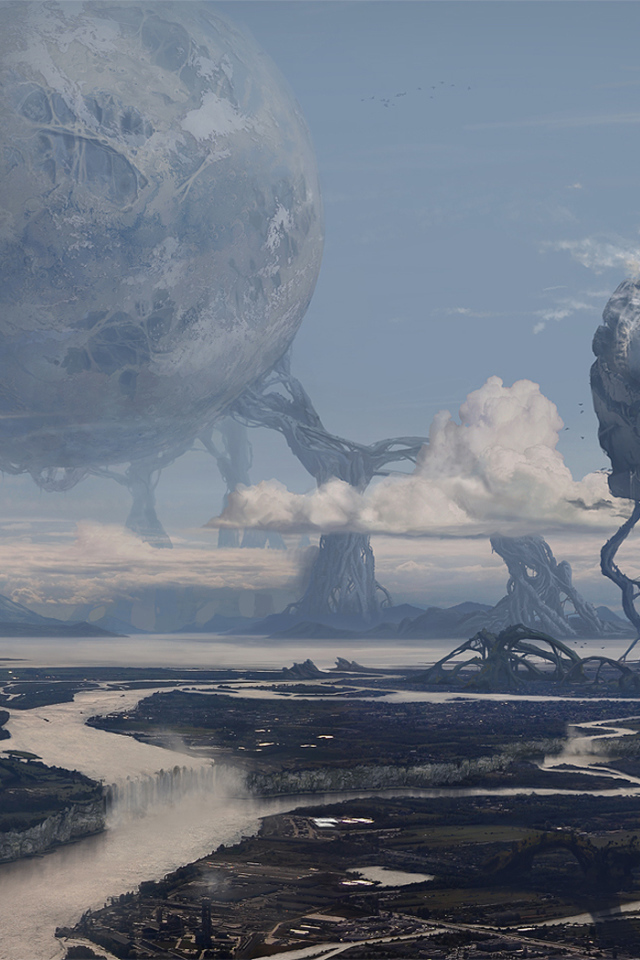 Фантастический пейзаж с шарами