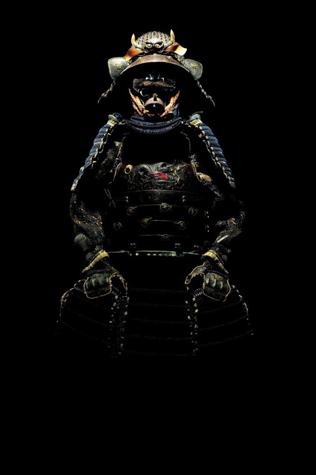 Самурай на черном фоне