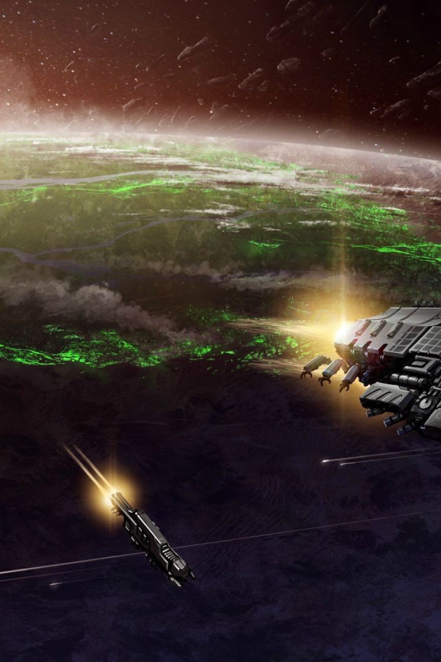 Космические корабли взлетают с планеты