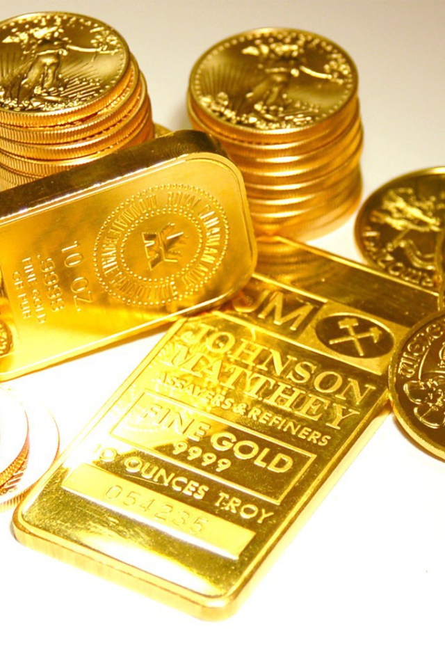 Золотые слитки и монеты
