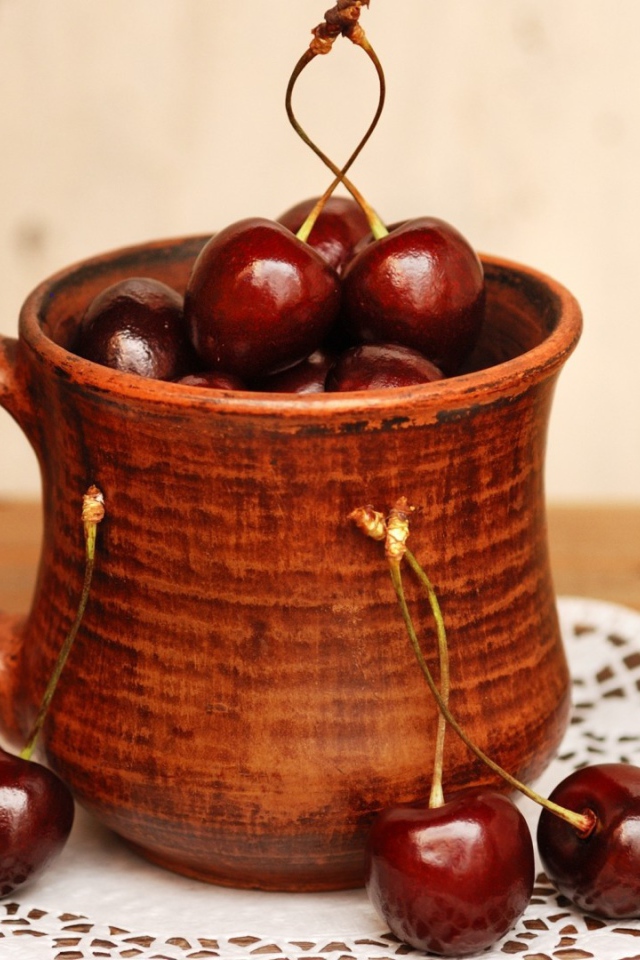 Cup with cherries