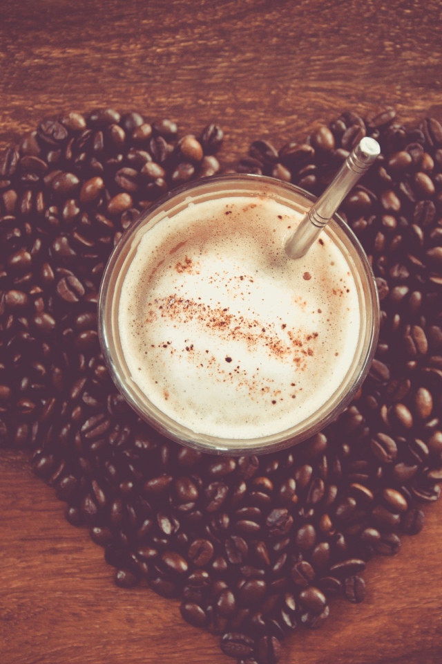 Сердечко из кофейных зерен