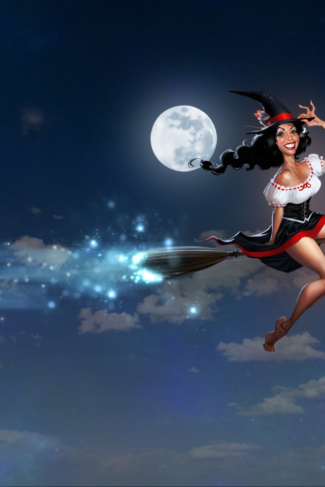Ведьма летит на метле