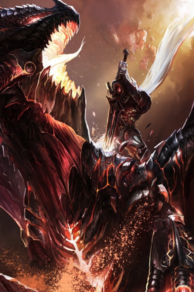 Воин убивает дракона