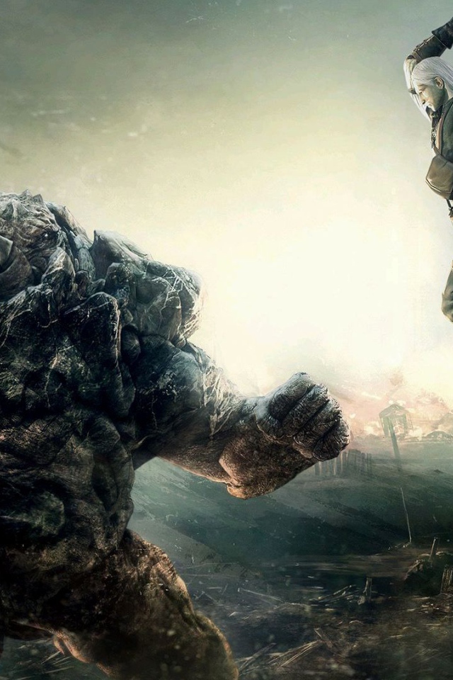 Сражение с монстром из игры Ведьмак