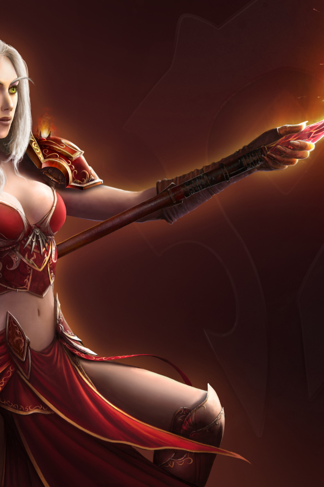 Эльфийка с магическим посохом