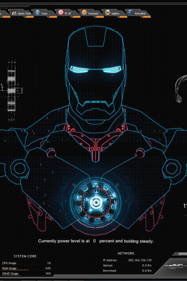 Железный человек на экране монитора