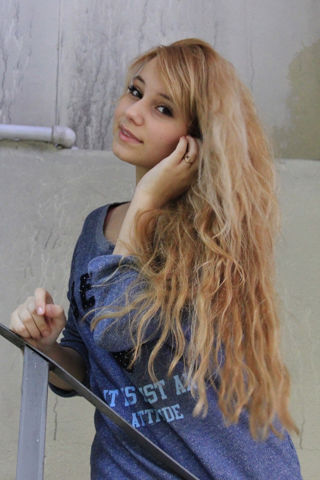 	   Blonde with long hair