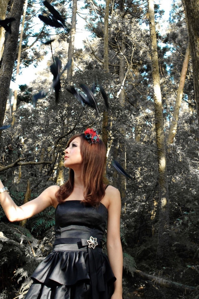 Девушка и черные перья