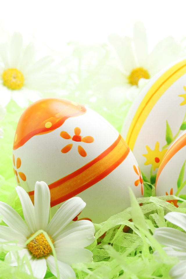 Яйца среди ромашек на Пасху