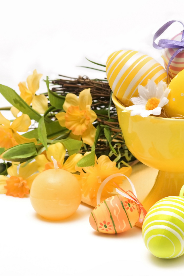 Желтый пасхальный букет на Пасху