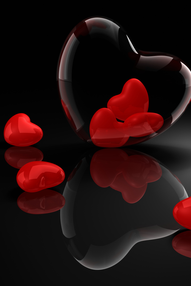 Отражение сердца на День Святого Валентина 14 февраля