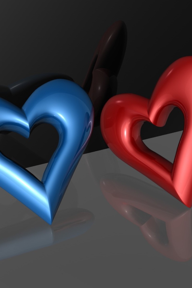 Синий и красный сердечки