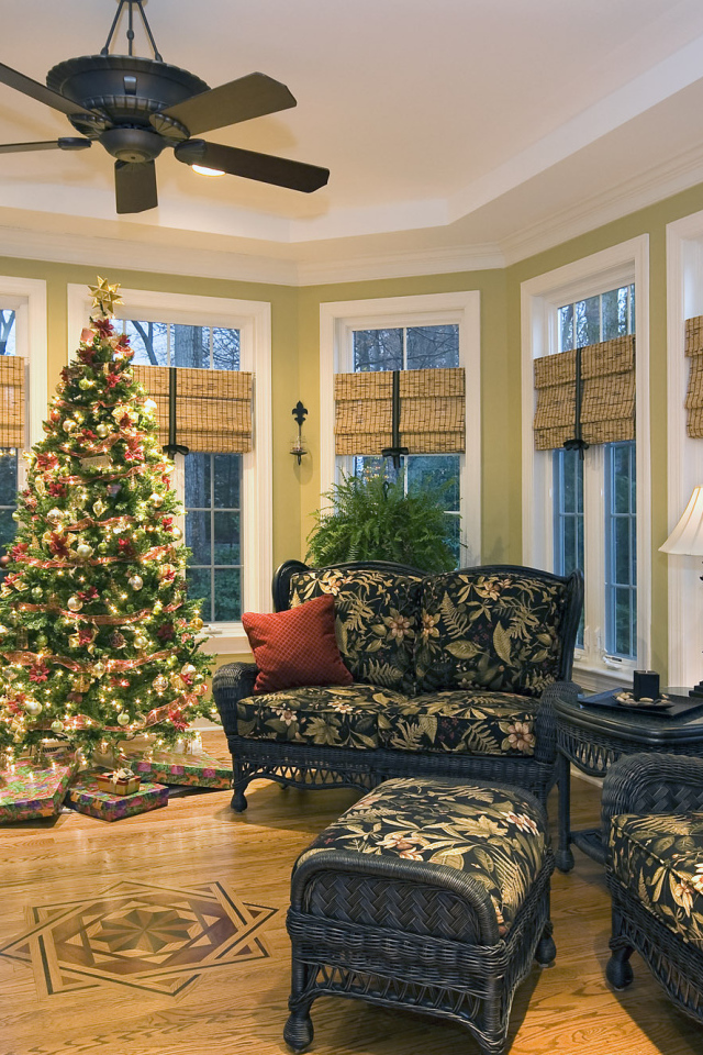 Комната украшенная на Рождество