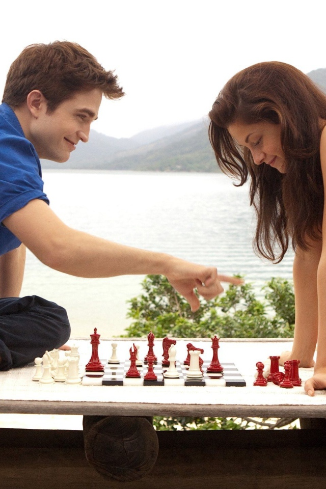 Cute pair plays chess