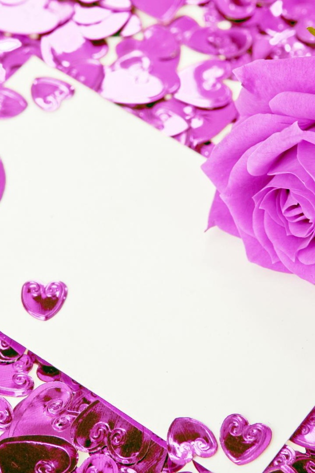Фиолетовая роза и сердечки