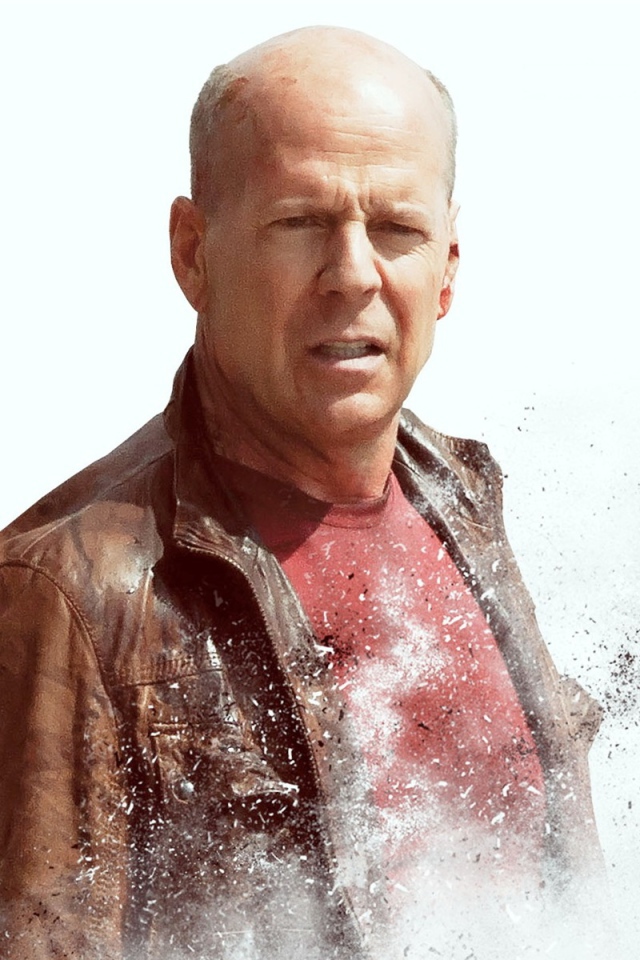 Известный киноактер Брюс Уиллис на белом фоне