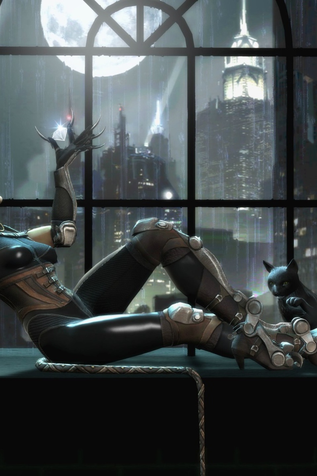 Женщина кошка на окне